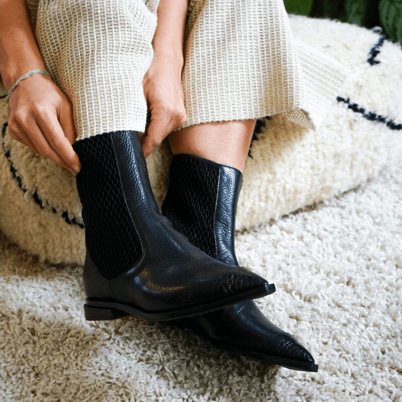 Pointy Flat Leather Boots | Designer shoes by NORMAN & BELLA