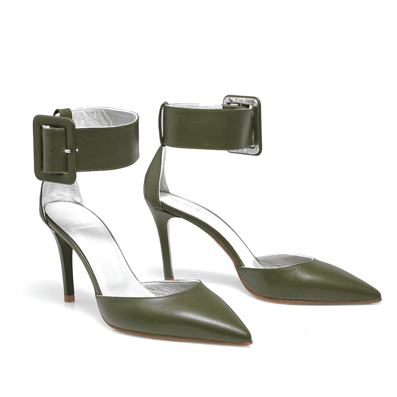 Khaki Ankle Strap Stilettos | Handmade in Italy | Shoes by Norman & Bella