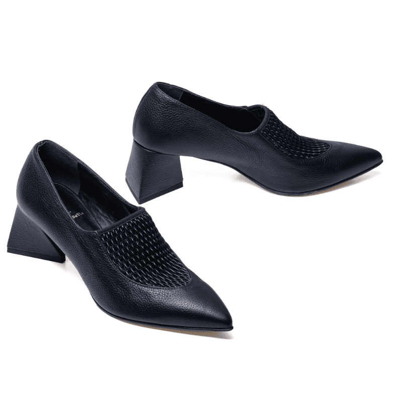 TRIANGOLO | Black Leather Low Cut Booties - Handmade in Italy