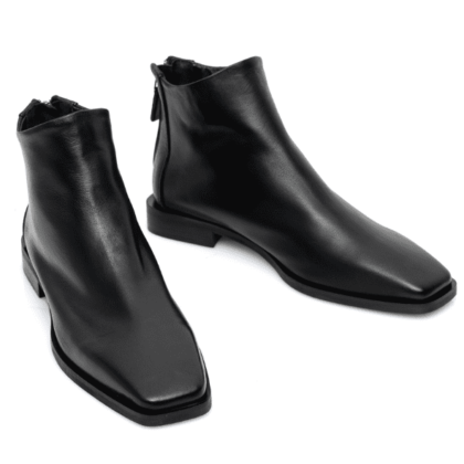 black leather nappa booties for women